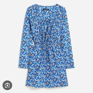J. Crew Tiered Tie-front Beach Dress Cobalt Blue Floral Cotton Voile Size XXL